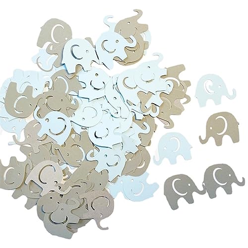 100 Stück Gold Silber Elefant mit Konfetti Oh Baby Konfetti 1. Baby Shower Tisch Geschlecht Offenbarung Geburtstag Party Dekoration Geburtstag Dekoration für Mädchen (Blaugrau) von LAUOFSHA