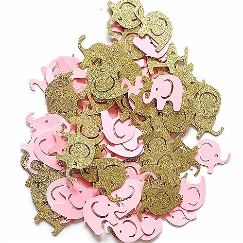 100 Stück Gold Silber Elefant mit Konfetti Oh Baby Konfetti 1. Baby Shower Tisch Geschlecht Offenbarung Geburtstag Party Dekoration Geburtstag Dekoration für Mädchen (Rosa) von LAUOFSHA