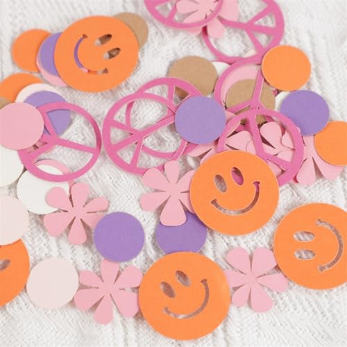 100 Stück lächelnde Blumen Papier Konfetti Hippie Groovy Bohemian Party Supplies Babyparty Werfen Kinder Geburtstag Gastgeschenke Tisch Streudeko Geburtstag Dekoration für Mädchen (2,35 mm Schaft) von LAUOFSHA