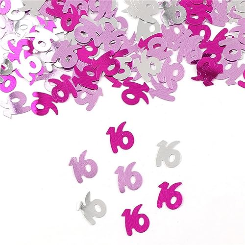 15 g Digitale Figuren 16 18 30 40 50 60 Konfetti Happy Birthday Party Zahlen Tischstreuung Dekorationen Streuen Metallic Geburtstagsdekoration für Mädchen (16 Rosa) von LAUOFSHA