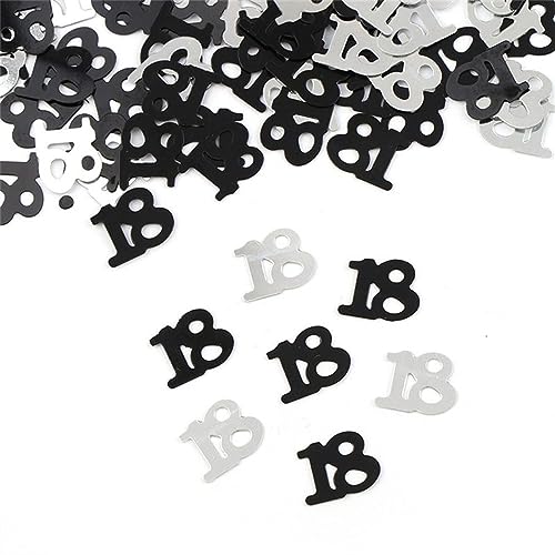 15 g Digitale Figuren 16 18 30 40 50 60 Konfetti Happy Birthday Party Zahlen Tischstreuung Dekorationen Streuen Metallic Geburtstagsdekoration für Mädchen (18 schwarz) von LAUOFSHA