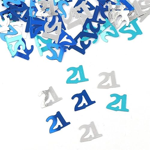 15 g Digitale Figuren 16 18 30 40 50 60 Konfetti Happy Birthday Party Zahlen Tischstreuung Dekorationen Streuen Metallic Geburtstagsdekoration für Mädchen (21 blau) von LAUOFSHA