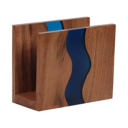 Serviettenhalter aus Holz, Epoxidharz, Blau von LAVAUX DESIGNS