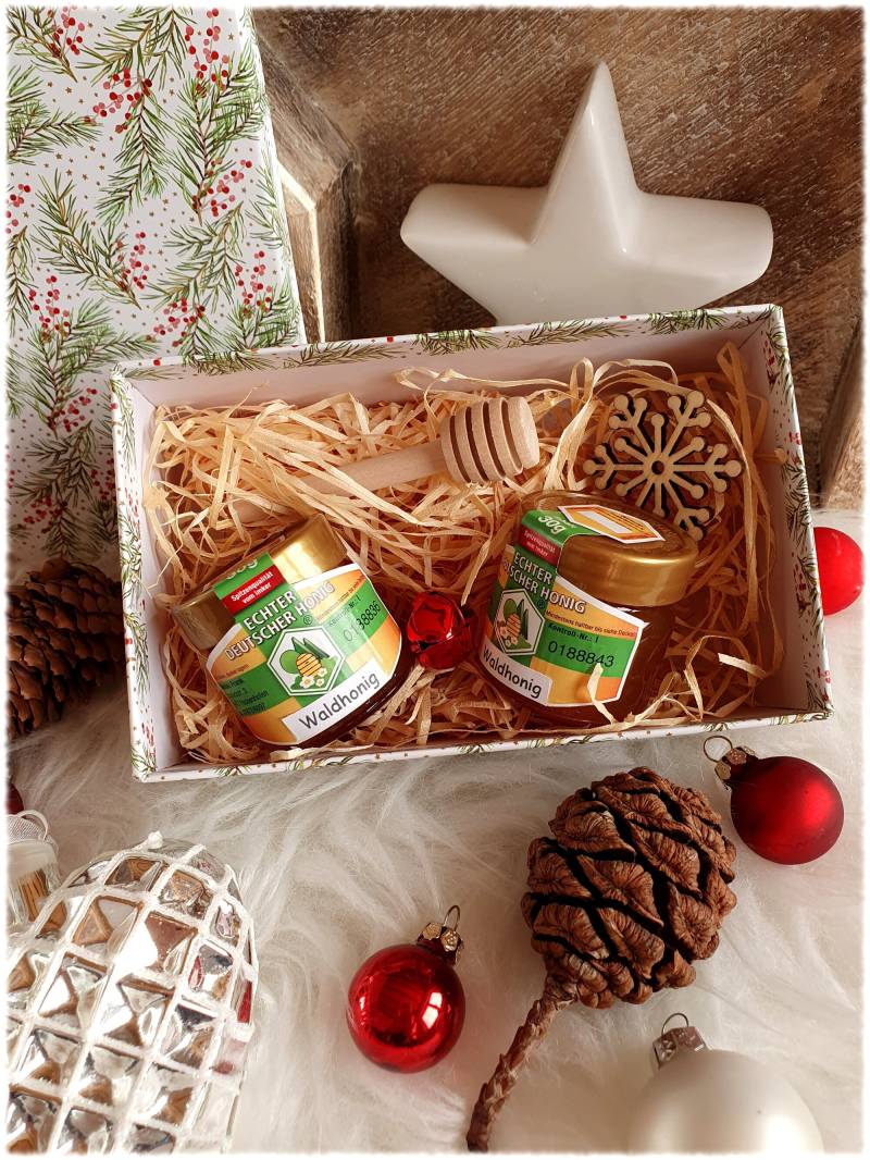 Kleines Weihnachtsgeschenk Wichtelgeschenk Weihnachten Honig Geschenkbox Adventskalender Honigglas Geschenk Honiglöffel Laviosar von LAVIOSAR