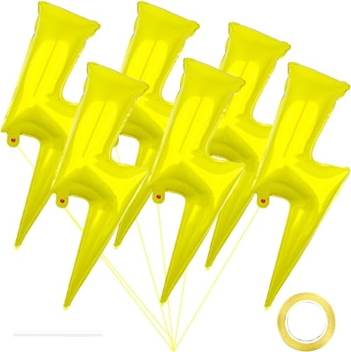 6 Stück Lightning Bolt Folie Party Ballons 34 Zoll Flash Ballons für Party Folie Lightning Bolt Form Ballons Folienbolzen Geburtstag Party Supplies für Geburtstag Hochzeit Dekoration (Gelb) von LAWENDA