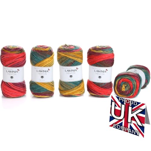 LAWINIA MENTON Premium Regenbogen Garn, Regenbogen Wolle zum Stricken 5 Stück je 100g - 210m 100% Acryl Strickgarn, Paintbox Garn Pastell Wolle, Mehrfarbig Wolle, Farbverlaufsgarn, Ombre Garn von LAWINIA