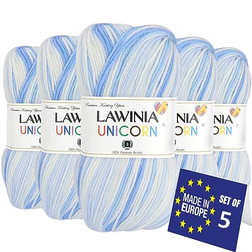 LAWINIA UNICORN Ultraweich Wolle Farbverlauf, Babywolle Zum Stricken Weich, 100g x 5 Hypoallergen & Vegan Strickgarn, Bunte Wolle, Wolle Zum Häkeln Farbverlauf, Häkelwolle Für Decke, Dullover, Socken von LAWINIA