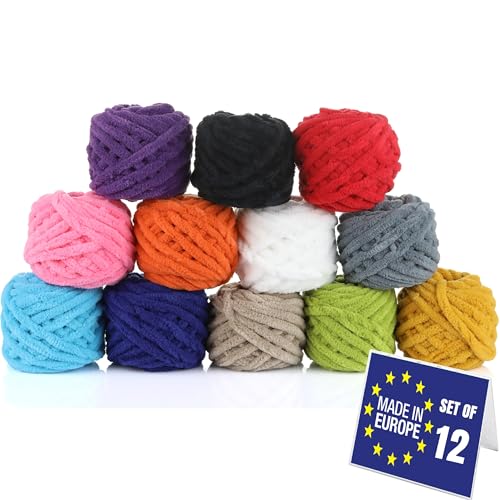 LAWINIA VELVET Mini Weiche Dicke Wolle Zum Häkeln, Klein Chenille Wolle 12 Stk je 25g Samtgarn FUSSELT NICHT Flauschige Wolle Samtwolle, Plüschwolle, Kuschelwolle Zum Häkeln Chenille Garn Hobbii Wolle von LAWINIA