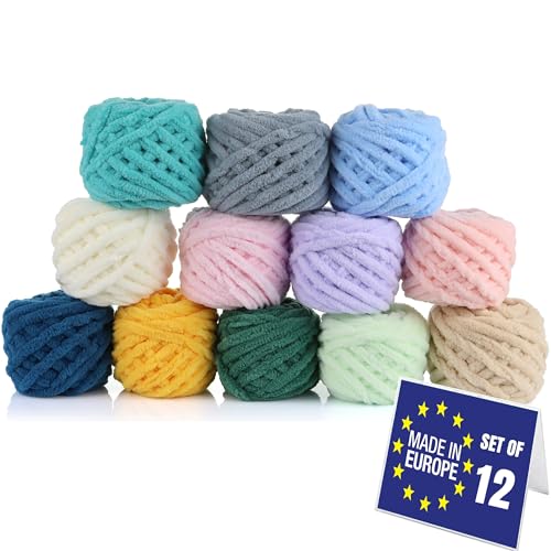 LAWINIA VELVET Mini Weiche Dicke Wolle Zum Häkeln, Klein Chenille Wolle 12 Stk je 25g Samtgarn FUSSELT NICHT Flauschige Wolle Samtwolle, Plüschwolle, Kuschelwolle Zum Häkeln Chenille Garn Hobbii Wolle von LAWINIA