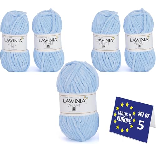 LAWINIA VELVET Premium Weiche Dicke Wolle Zum Häkeln, Chenille Wolle 5x100g-65m FUSSELT NICHT Flauschige Wolle, Samtwolle, Plüschwolle, Kuschelwolle Zum Häkeln Chenille Garn, Bulky Yarn Hobbii Wolle von LAWINIA