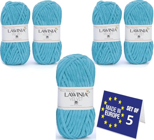 LAWINIA VELVET Premium Weiche Dicke Wolle Zum Häkeln, Chenille Wolle 5x100g-65m FUSSELT NICHT Flauschige Wolle, Samtwolle, Plüschwolle, Kuschelwolle Zum Häkeln Chenille Garn, Bulky Yarn Hobbii Wolle von LAWINIA