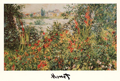 LBG Kunstklappkarte Claude Monet Blumen bei Vetheuil Passepartout Kunstkarte Doppelkarte Grußkarte Glückwunschkarte Goldprägung von LBG