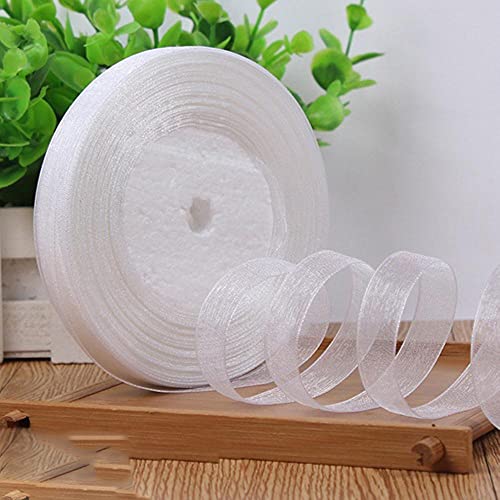 12mm (45 Meter / Rolle) Organzaband Verpackung Weihnachtsfeier Home DIY Geschenkverpackung Hochzeitsdekoration Bänder DIY Chiffonbänder-Weiß, 12mm Organza von LBGFXPZZB