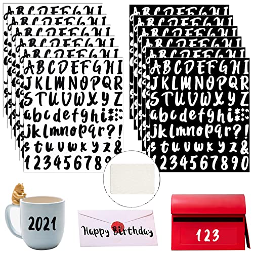 Buchstaben Aufkleber Selbstklebende Vinyl 864 Stücke 12 Blätter Klebebuchstaben Nummern Zahlen Aufkleber Set für Briefkasten Schilder Tür Adressnummer DIY Scrapbooking (Schwarz/Weiß, 0.98 Zoll) von LBING