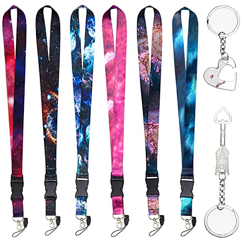 Schlüsselband Lanyard Umhängeband 6 PCS Schlüsselband Kinder Mädchen mit Schlüsselanhänger für Kartenhuellen Kinder Eltern Ausweise Handy Schlüssel Autoschlüssel Kamera Gurt von LBING