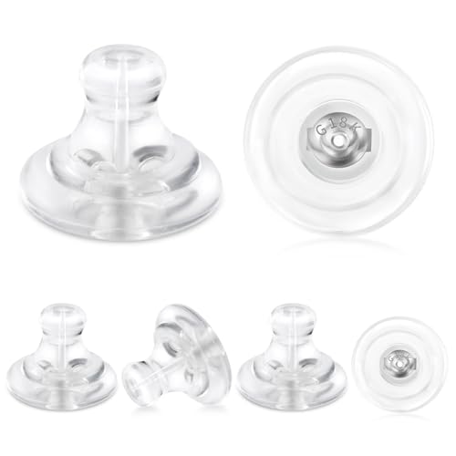 Ohrring-Verschlüsse, S925 Silber, Silikon-Ohrring-Verschlüsse, Gummi-Verschlüsse für Ohrstecker, hängende Ohren, schwere Ohrringe, weich, transparent, antiallergisch, 6 Stück von LCCHOLV