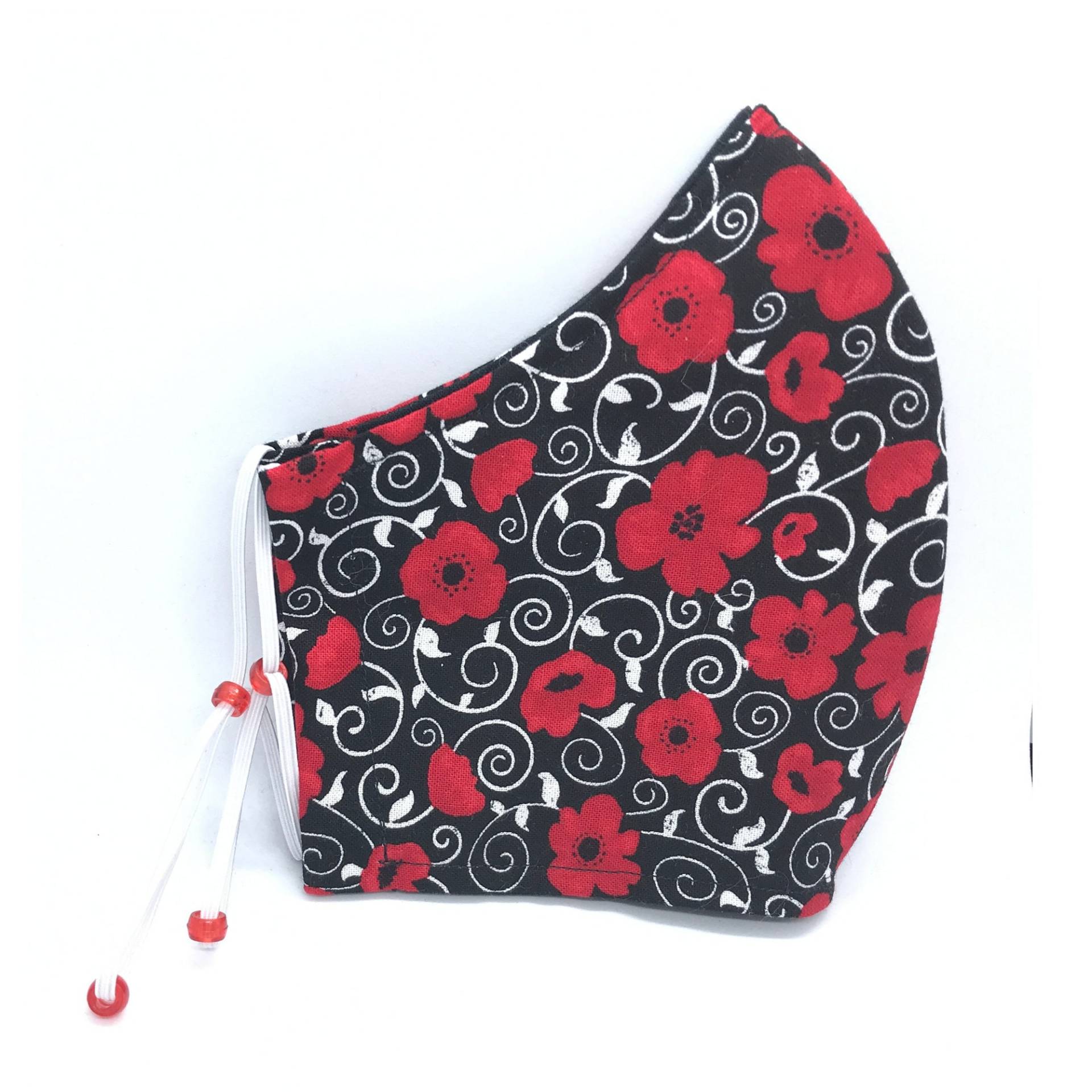 Black Red Poppy Maskenbezug Mit Nasendraht Und Filtertasche Xs Bis Xl Gesichtsmasken | S, Strümpfe Stuffers von LCDArtShop