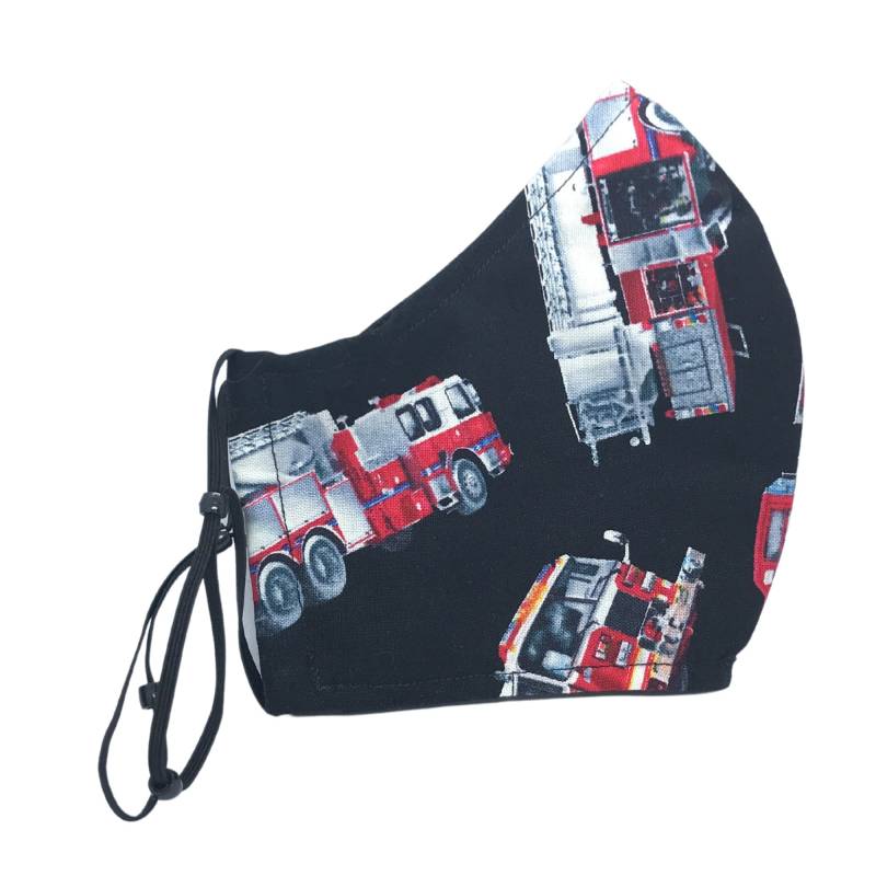 Schwarz Roter Feuerwehr Lkw Gesichtsmaskenbezug Mit Nasendraht Und Filtertasche Xs Bis Xl Gesichtsmasken von LCDArtShop