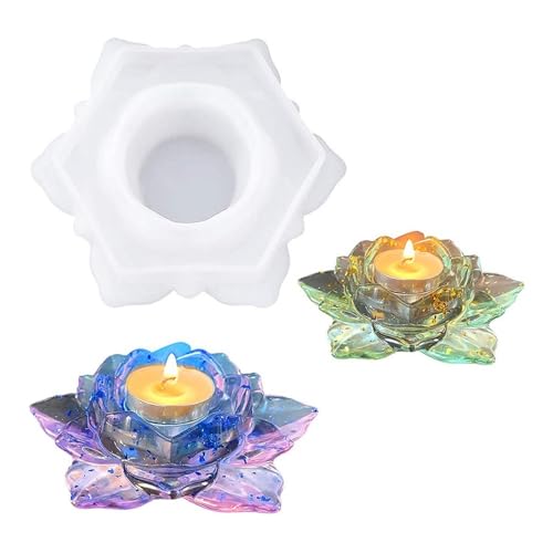 LCKJLJ DIY Kristall-Epoxidharz-Form zur Aufbewahrung von Ornamenten, Lotusblatt-Kerzenhalter, Silikonform (Größe: 2 Stück) von LCKJLJ
