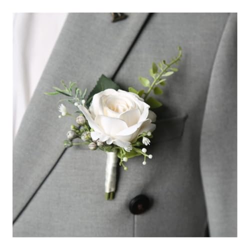 LCKJLJ Elegante Ansteckblume für den Bräutigam, künstliche Rosen, Handgelenk-Ansteckblume für das Handgelenk, Hochzeitszubehör (Boutonniere, 1 Stück) von LCKJLJ