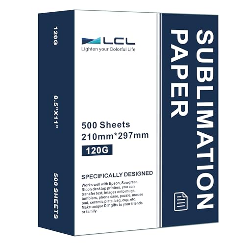 LCL Sublimationspapier A4, 210 x 297 mm, 500 Blatt, 120 g/m², Kompatibel mit EPSON, SAWGRASS, RICOH, Brother Sublimationsdruckern von LCL