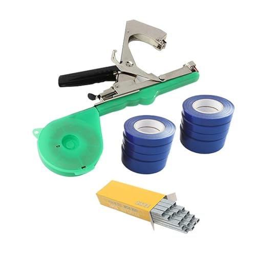 fach Locher Bindmaschinen Pflanzen Garten Anlage Tapetool Tbener +10 Rollen Klebeband für Gemüse Set für Gemüse Bindegeräte(Blue) von LCQSYE