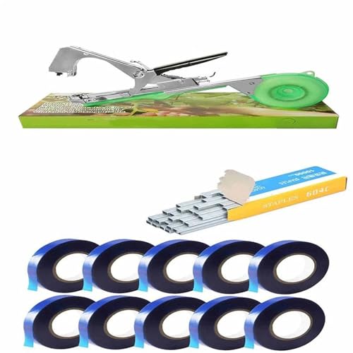 fach Locher Bindmaschinen Pflanzen Garten Anlage Tapetool Tbener +10 Rollen Klebeband für Gemüse Set für Gemüse Bindegeräte(Tie gun set) von LCQSYE