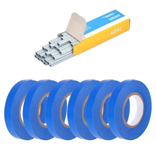 fach Locher Bindungsmaschinen Pflanzen Garten Pflanze Tapetool Tbener +6/12 Rollen Klebeband für Gemüse Set für Gemüse Bindegeräte(6Pcs Blue Tapes Nail) von LCQSYE