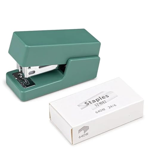 fach Locher Mini Stapler Set tragbarer Farbpapierbindungsmaschine Verwenden Sie 24/6 26/6 Staples Stationery Office Supplies Bindegeräte(Green Set) von LCQSYE