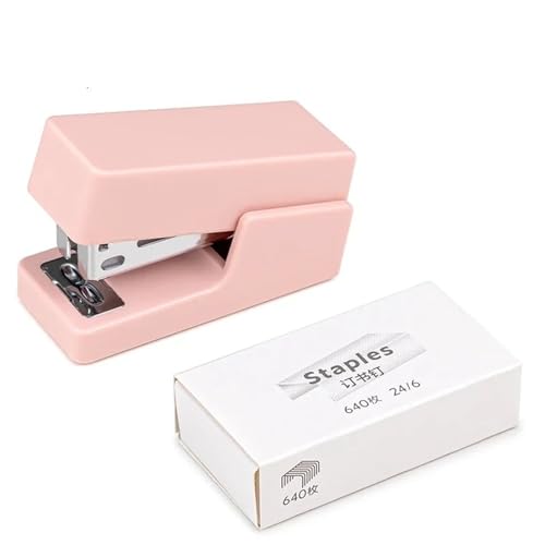 fach Locher Mini Stapler Set tragbarer Farbpapierbindungsmaschine Verwenden Sie 24/6 26/6 Staples Stationery Office Supplies Bindegeräte(Pink Set) von LCQSYE