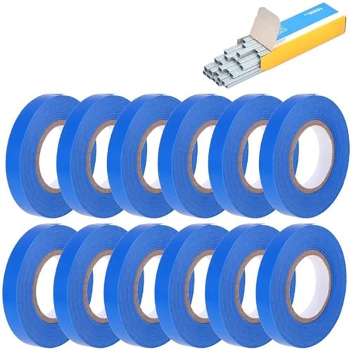 fach Locher PVC -Anlagen -Tie -Klebeband -Werkzeuge Astband mit Stapelbindungsbindungsklebeband für Gartenwerkzeuge Bindmaschine Maschine Bindegeräte(Blue 12PCS) von LCQSYE