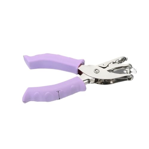 fach Locher Schulpraxis Metall Single Loch Puncher Handheld Hole Puncher mit weichem Griff 6mm Kreisform DIY Papierstempel Bindegeräte(Purple) von LCQSYE