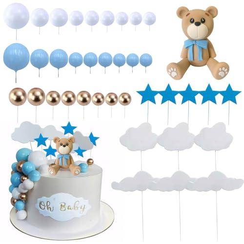 LDBKLGHJ 38er-Pack Tortendeko Taufe Knabe - Wiederverwendbare Babyparty Deko Knabe Cake Topper Geburtstag, Perfekt für jede Feier von LDBKLGHJ