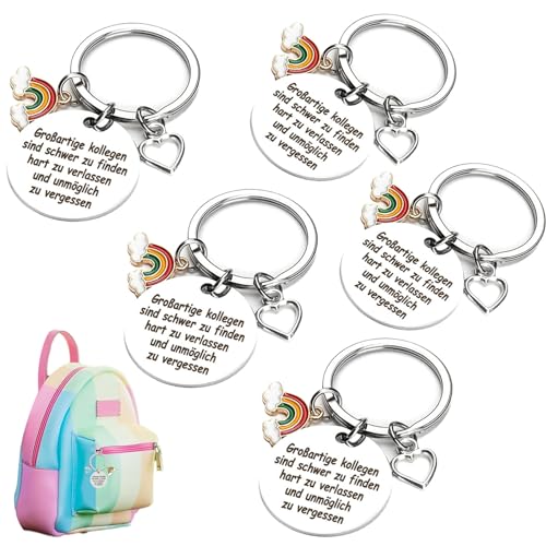 LDBKLGHJ Abschiedsgeschenk für Kollegen - 5 Stück personalisierte Schlüsselanhänger Set, Liebe & Regenbogen Motive, hochwertiger Edelstahl Schlüsselanhänger, geeignet für Türschlüssel, Handtasche. von LDBKLGHJ