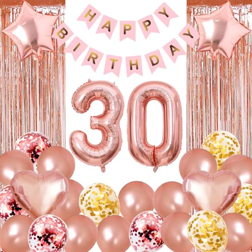 LDBKLGHJ Luftballons 30 Geburtstag Dekoration frauen rosegold, 30. Geburtstag deko für frau,30 jahre Geburtstag deko frau 30,Geburtstag frau 30 Geburtstagsdeko rosegold frauen von LDBKLGHJ