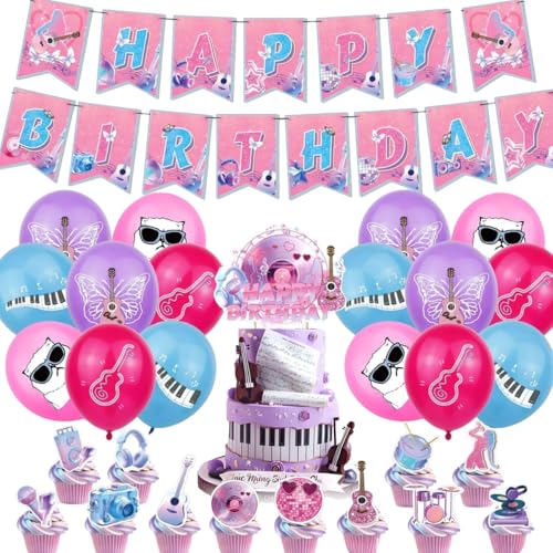 Musik-Themen-Party-Dekorationen Sänger-Themenparty-Dekorationen Party-Ballon-Dekorationen Geburtstag Deko Party Deko Luftballons Kuchen Dekoration Musik Fans Liebhaber Party Supplies von LDDYKZY