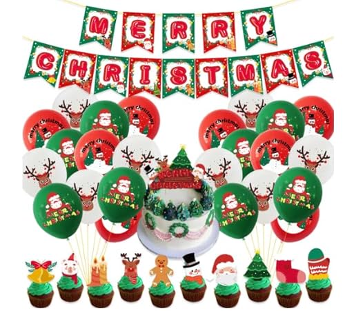 Weihnachten Deko Kit Innen Weihnachten Ballon Dekoration Kit Merry Christmas Banner Merry Christmas Ballons für Weihnachten Neujahr Party Decor Supplie von LDDYKZY