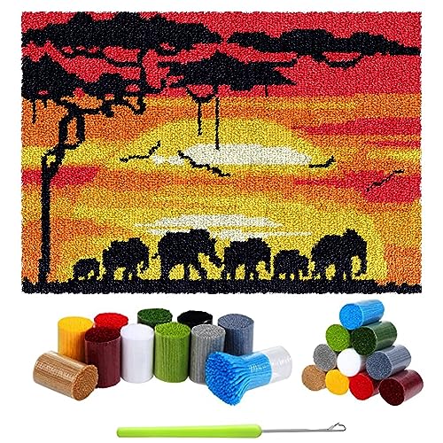 Knüpfteppich für Kinder und Erwachsene zum Selber Knüpfen, DIY Latch Hook Teppich Kit Tapisserie Teppich Knüpf-Sets Kreuzstich Set Knüpfen Set Für Kinder Und Erwachsene (40x60cm) von LDFHOIN