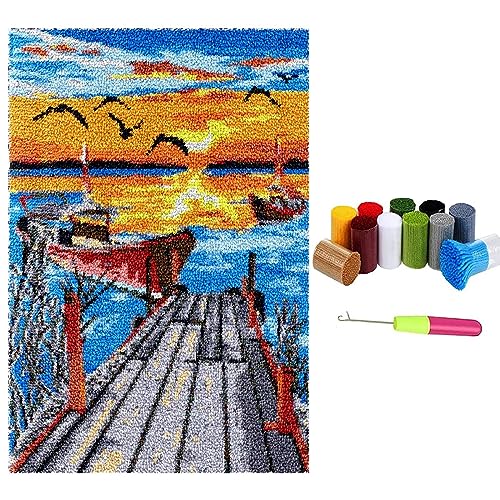 Knüpfteppich für Kinder und Erwachsene zum Selber Knüpfen, DIY Latch Hook Teppich Kit Tapisserie Teppich Knüpf-Sets Kreuzstich Set Knüpfen Set Für Kinder Und Erwachsene (69x102cm) von LDFHOIN