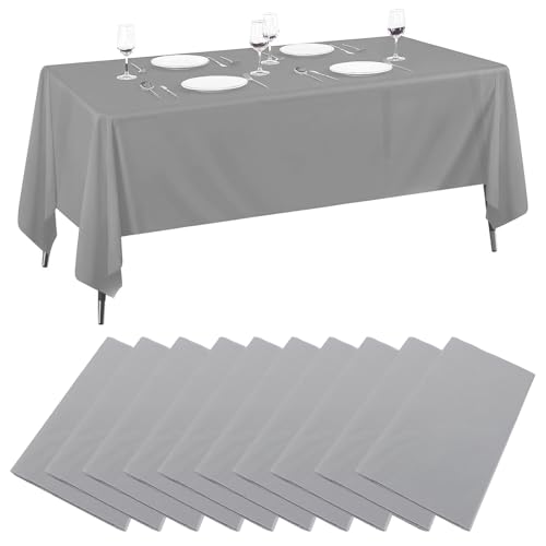 10 Stück Einweg Tischdecke, Einweg Party Tischdecke 137 x 274 cm, Kunststoff Einweg Tischdecken Wasserdicht, Rechteckig Tischdecken Wasserfeste Tischdecken für Party, Hochzeit, Weihnachten,Grau von LDHHYH