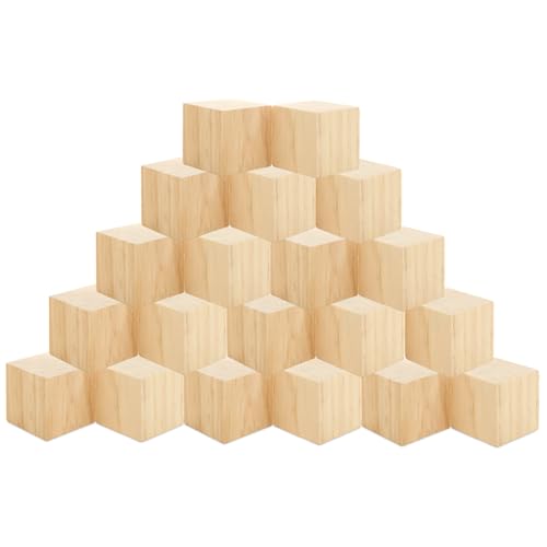 24 Stück Holzwürfel 50x50x50mm, Holzwürfel Blanko Holzwürfel Groß, Natürlich Holzblöcke, Unbehandelt Blanko Würfel Holzblöcke, Holz Würfel Quadrat Würfel zum Basteln für DIY Malen Handwerk Dekoration von LDHHYH