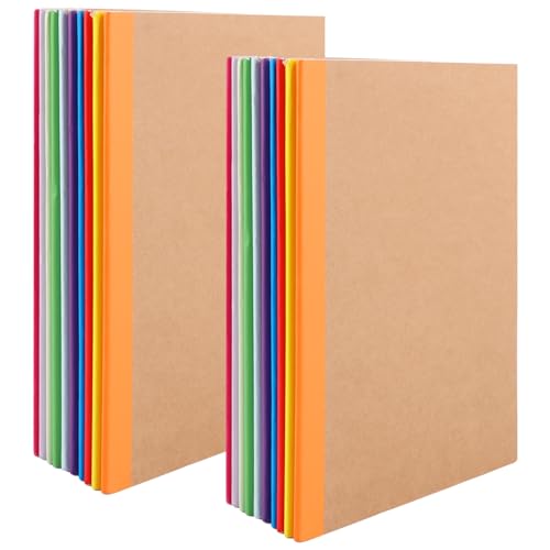 LDHHYH 20 Stück Kraft Notizbuch A5, Notizbuch A5 liniert,Notizbücher A5, Notizblock, Notizheft mit Regenbogen Rücken, 60 Seiten/30 Blatt,21x14cm, Notizbücher für Schule Büro, 10 Farben von LDHHYH