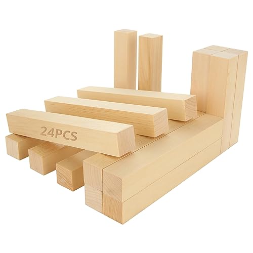 Lindenholz zum Schnitzen, 12 Stück 10 x 2 x 2 cm+ 12 Stück 15 x 2 x 2 cm Natürlich Lindenholz Rohlinge Balsaholz zum Schnitzen, Holzblöcke Holz Schnitzen, Unbehandelt Holzschnitzholz für DIY Handwerk von LDHHYH