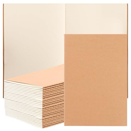 LDHHYH 30 Stück Notizbuch A5, Blanko Notizbücher A5, Kraft Cover Notizblock A5 Blanko, 60 Seiten (30 Blätter), Notizbücher A5 Notizheft für Schule Büro,Studenten, 21 x 14 cm von LDHHYH