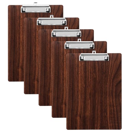 LDHHYH 5 Stück Klemmbrett A4 Holz, Klemmbretter A4, Klemmbrett Holz A4 Klemmbretter, A4 Clipboard Schreibbrett Klemmbrett mit Metalklemme, Klemmbretter A4 Holz für Büro,Restaurant,Schule von LDHHYH