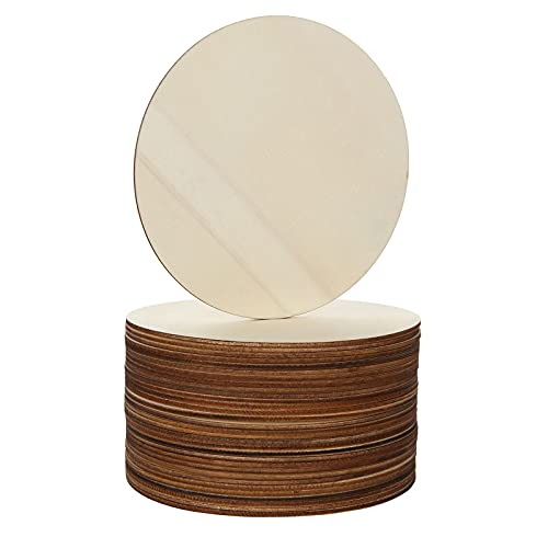 LDHHYH 50 Stück 15,2 cm unlackierte Holzkreise, runde Holzscheiben zum Basteln, natürliche blanke Holzscheiben für DIY Handwerk Dekorationen Ornamente - 3 mm dick von LDHHYH