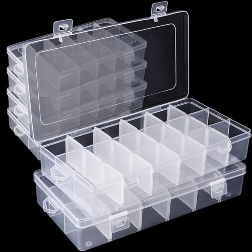 LDHHYH 6 Stück Sortierboxen für Kleinteile, Sortierbox Kleinteile mit 18 Einstellbar Fächer, 23X11X4cm Plastik sortierboxen Perlen Aufbewahrungsboxen Sortierbox für Kleinteile, perlen, Schmuck von LDHHYH