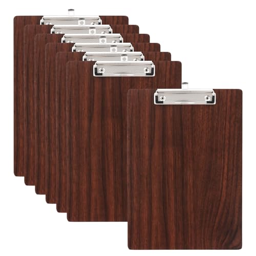 LDHHYH 7 Stück Klemmbrett A4 Holz, Klemmbretter A4, Klemmbrett Holz A4 Klemmbretter, A4 Clipboard Schreibbrett Klemmbrett mit Metalklemme, Klemmbretter A4 Holz für Büro,Restaurant,Schule von LDHHYH