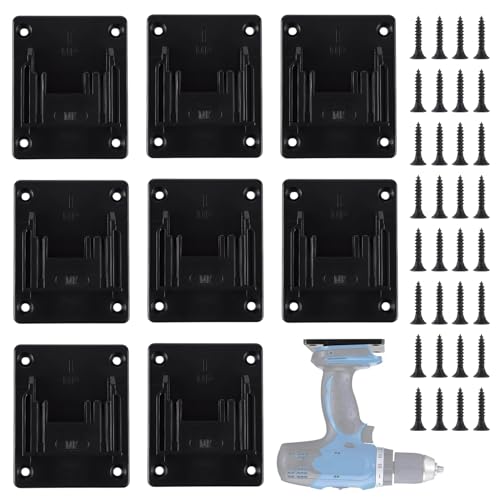 LDHHYH 8 Stück Wandhalterung Werkzeughalter für makita 18V, Bohren Elektrowerkzeuge Bohrerhalter, Bohrerhalter Wandhalterung für Makita 18V, Schwarz von LDHHYH