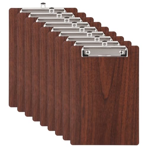 LDHHYH 9 Stück Klemmbrett A5 Holz, Klemmbretter A5, Klemmbrett Holz A5 Klemmbretter, A5 Clipboard Schreibbrett Klemmbrett mit Metalklemme, Klemmbretter A5 Holz für Büro,Restaurant,Schule von LDHHYH